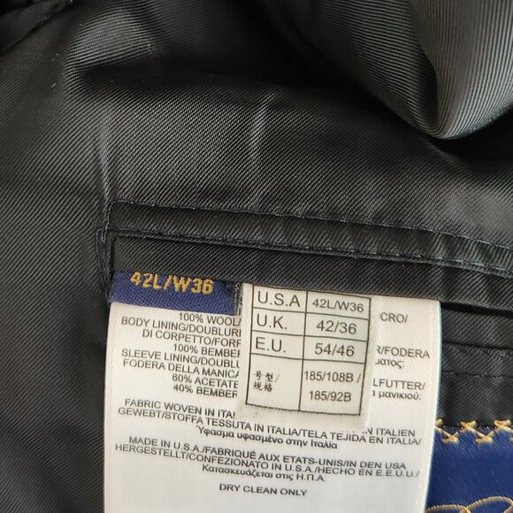 Brooks Brothers 1818 Milano Slim Saxxon Wool Blazer Black Pinstripe 42L - Picture 13 of 15